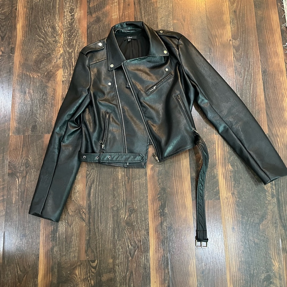 Lulu's Black Leather Moto Jacket